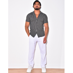 Chemise nid d'abeille à rayures