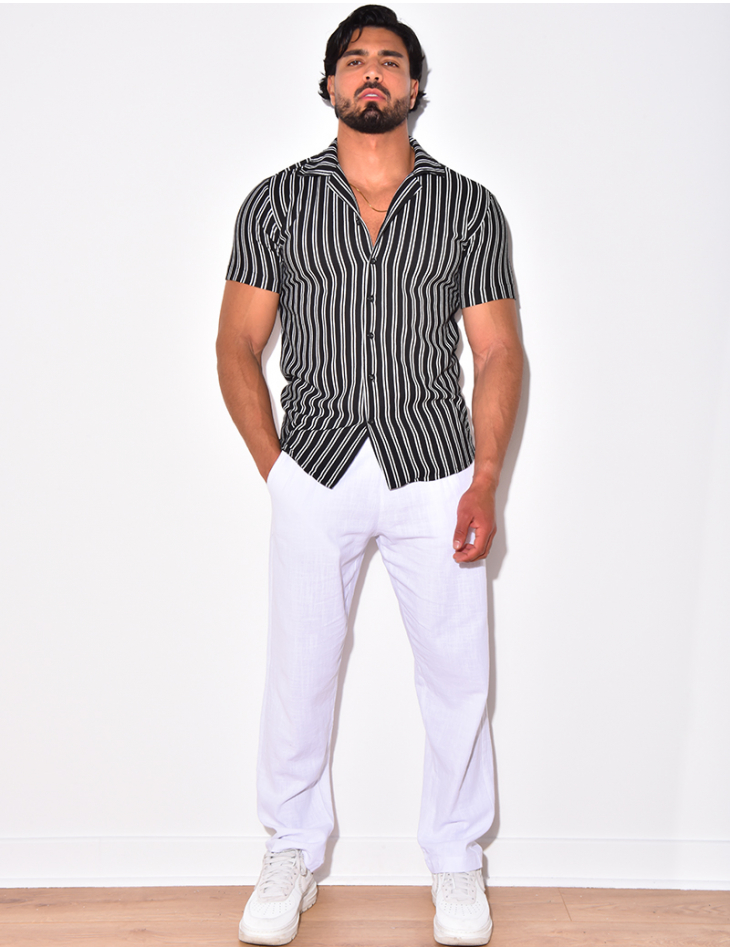 Chemise nid d'abeille à rayures