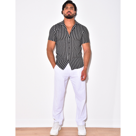 Chemise nid d'abeille à rayures