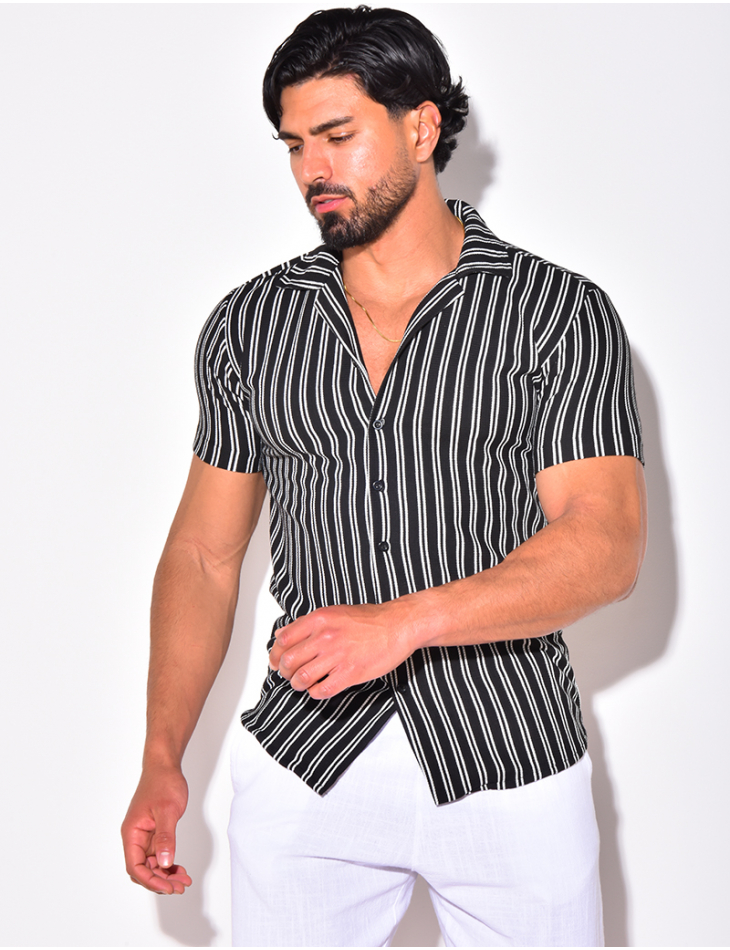 Chemise nid d'abeille à rayures