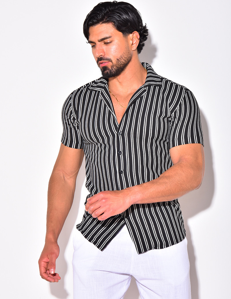 Chemise nid d'abeille à rayures