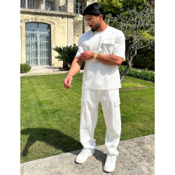 Ensemble t-shirt à poches et pantalon cargo côtelé Ensemble t-shirt à poches et pantalon cargo côtelé