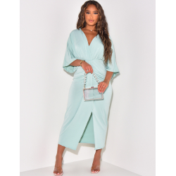 Robe fluide froncée à fente