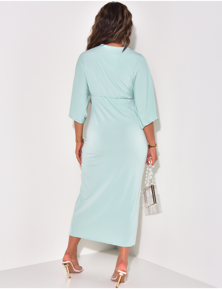 Robe fluide froncée à fente