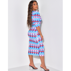 Robe cache coeur froncée à motif géométrique
