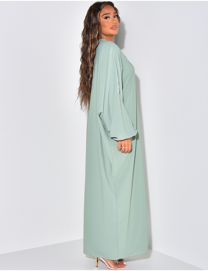 Abaya manches longues à broderie