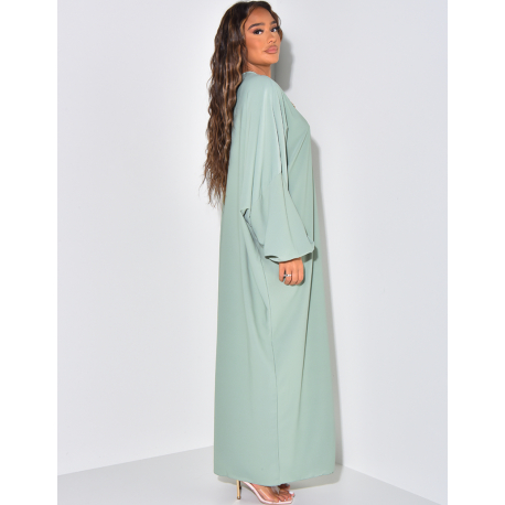 Abaya manches longues à broderie