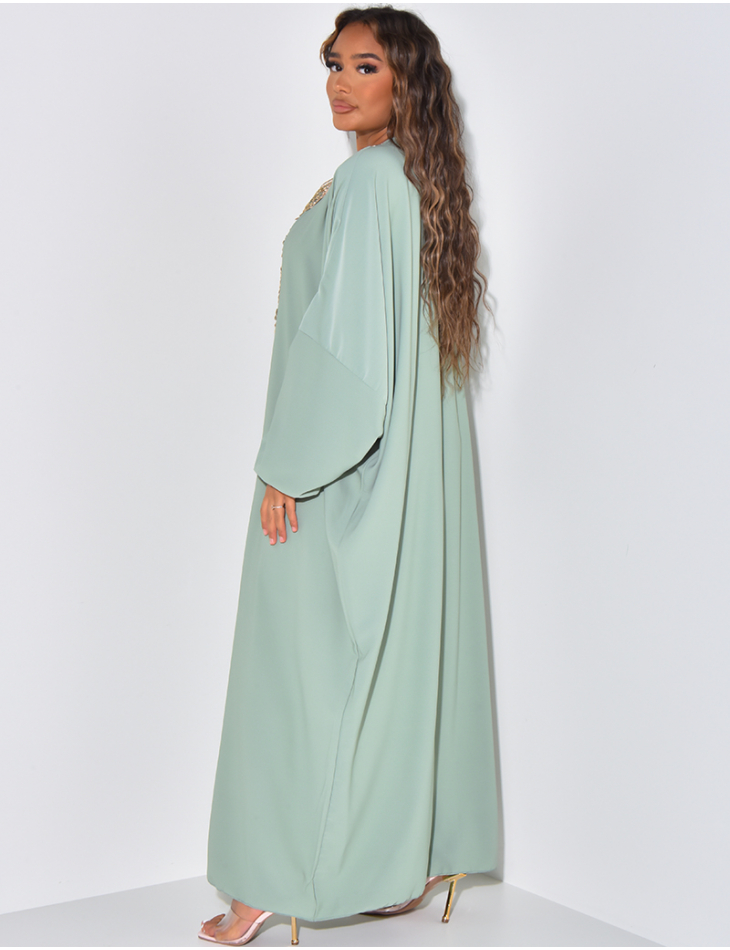 Abaya manches longues à broderie