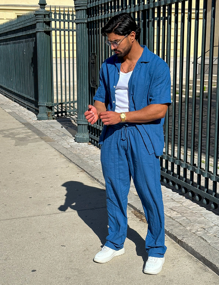 Ensemble pantalon et chemise texturé Ensemble pantalon et chemise texturé