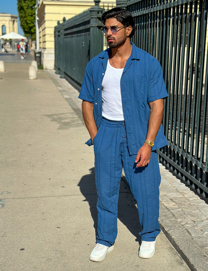 Ensemble pantalon et chemise texturé Ensemble pantalon et chemise texturé