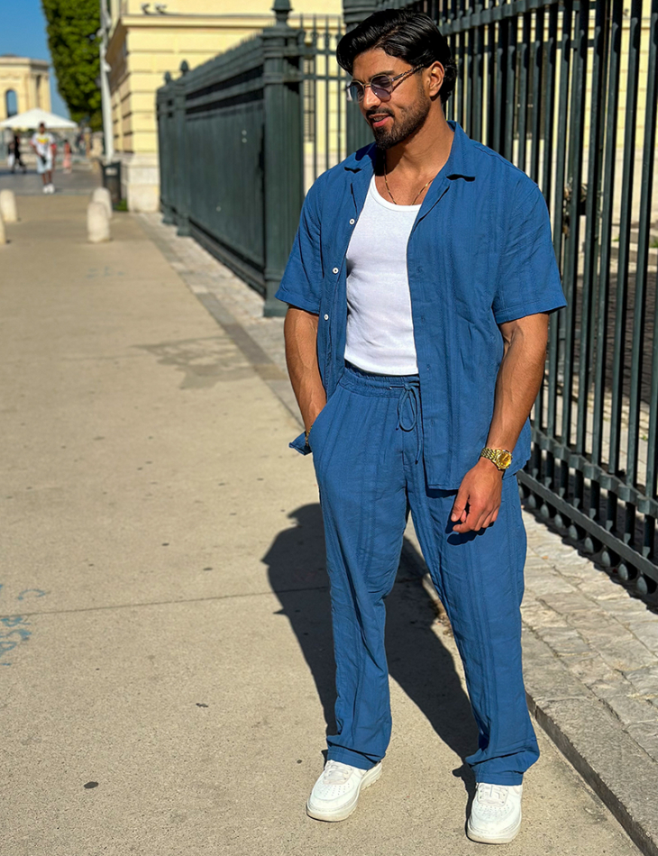 Ensemble pantalon et chemise texturé Ensemble pantalon et chemise texturé