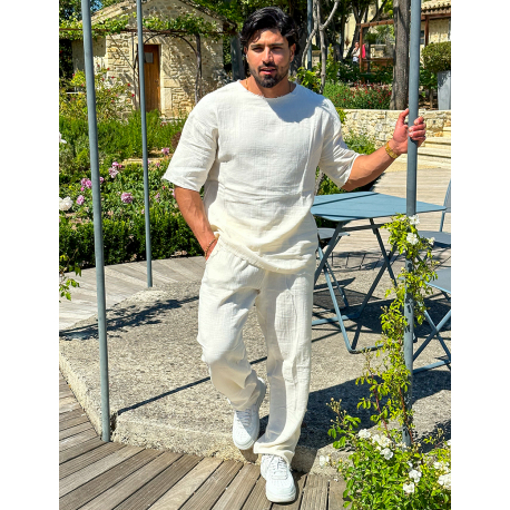 Ensemble pantalon et T-shirt effet décousu Ensemble pantalon et T-shirt effet décousu