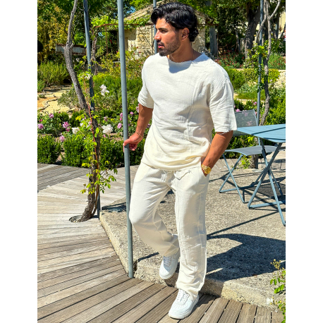 Ensemble pantalon et T-shirt effet décousu Ensemble pantalon et T-shirt effet décousu