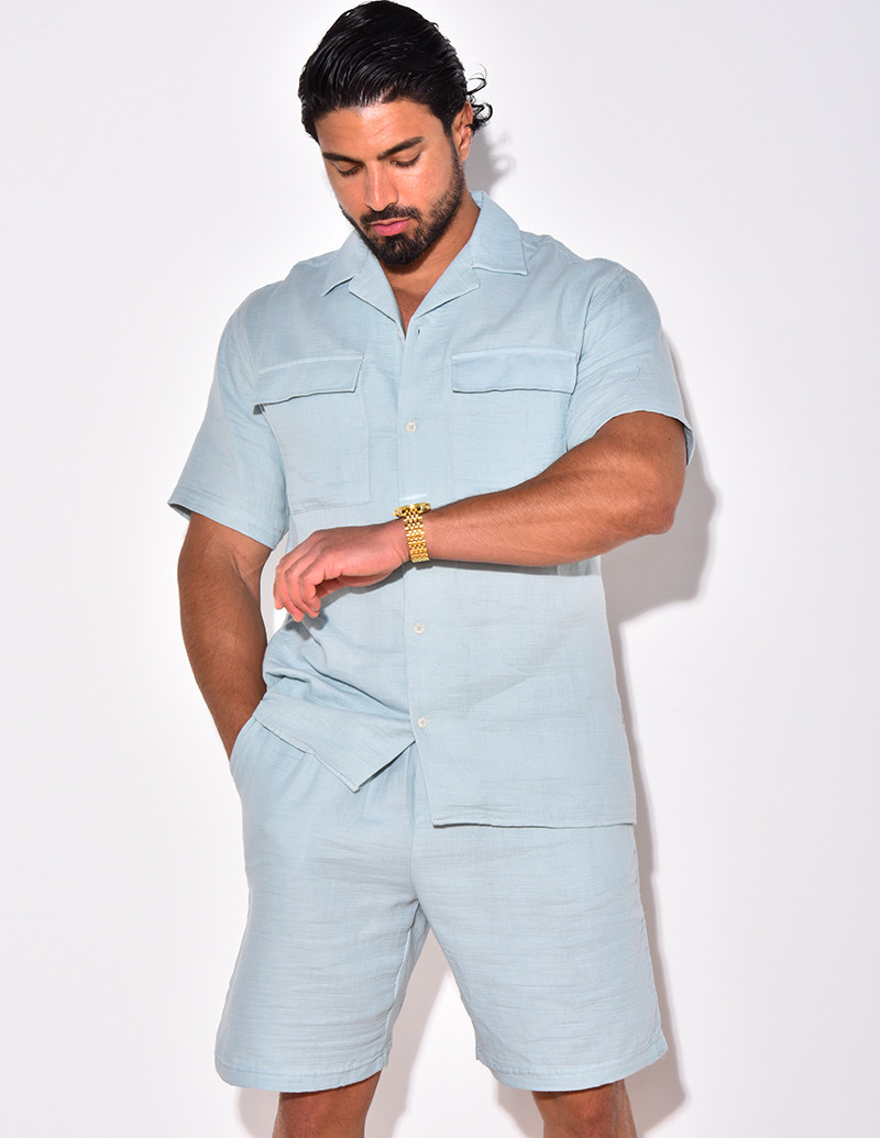 Ensemble short en chemise en lin