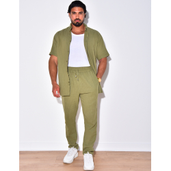 Ensemble pantalon et chemise en lin