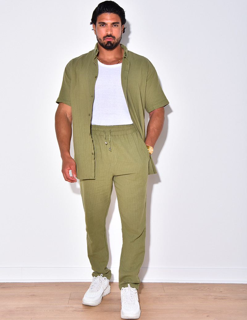 Ensemble pantalon et chemise en lin