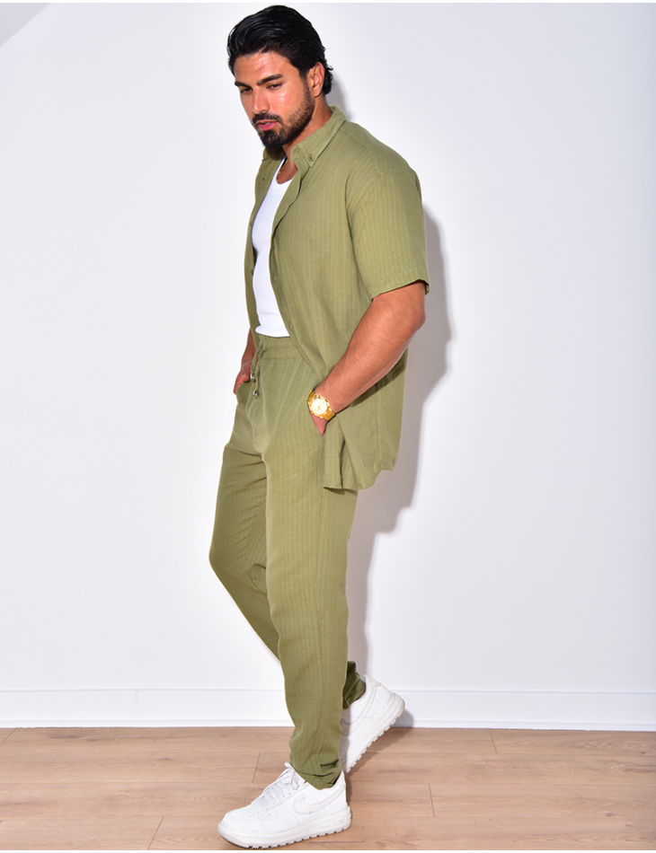Ensemble pantalon et chemise en lin