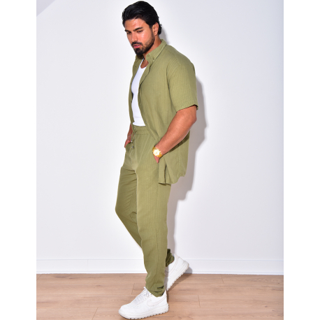 Ensemble pantalon et chemise en lin