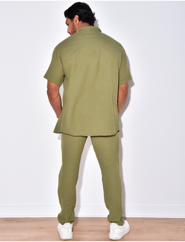 Ensemble pantalon et chemise en lin