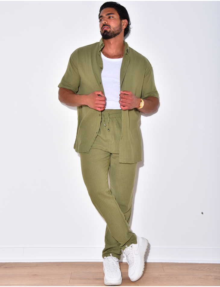 Ensemble pantalon et chemise en lin