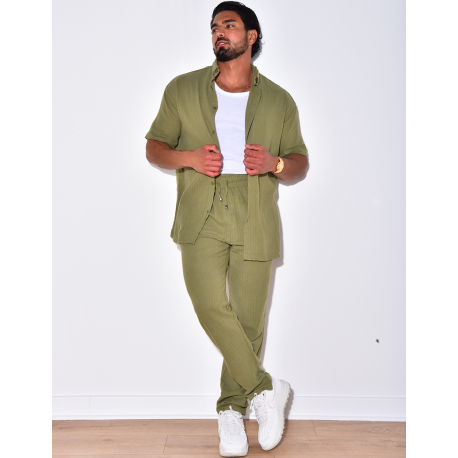 Ensemble pantalon et chemise en lin
