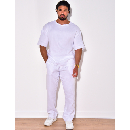 Ensemble pantalon et chemise effet décousu