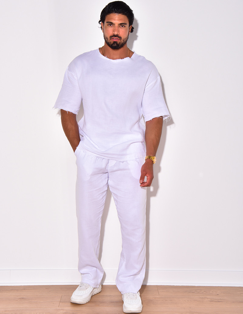 Ensemble pantalon et chemise effet décousu