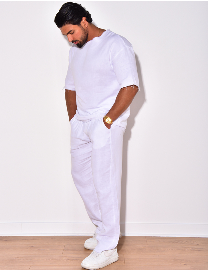 Ensemble pantalon et T-shirt effet décousu Ensemble pantalon et T-shirt effet décousu