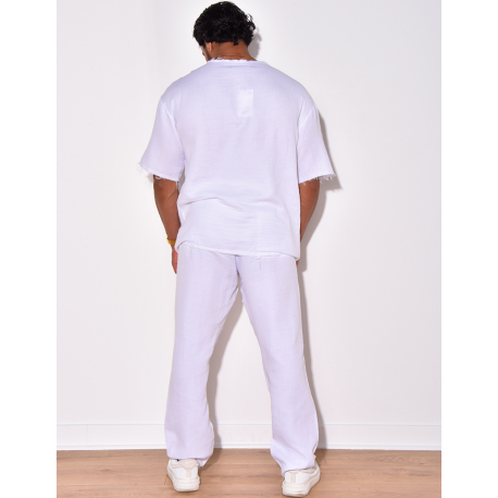 Ensemble pantalon et T-shirt effet décousu Ensemble pantalon et T-shirt effet décousu