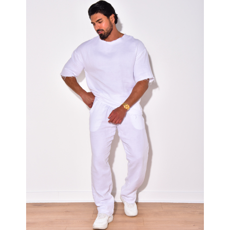 Ensemble pantalon et T-shirt effet décousu Ensemble pantalon et T-shirt effet décousu