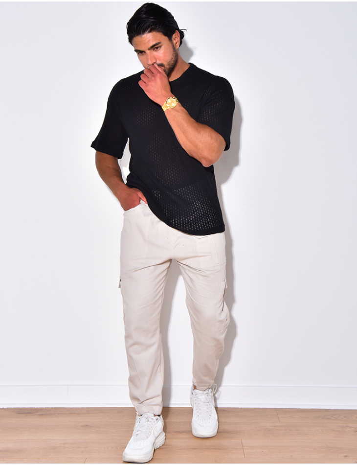 T-shirt ajouré à poches T-shirt ajouré à poches