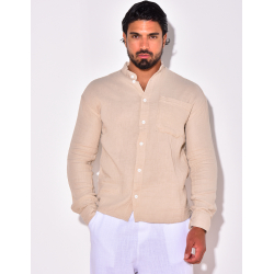 Chemise lin uni à poches Chemise lin uni à poches