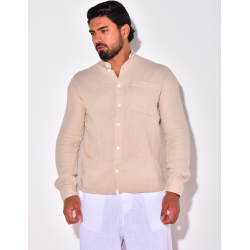 Chemise lin uni à poches Chemise lin uni à poches