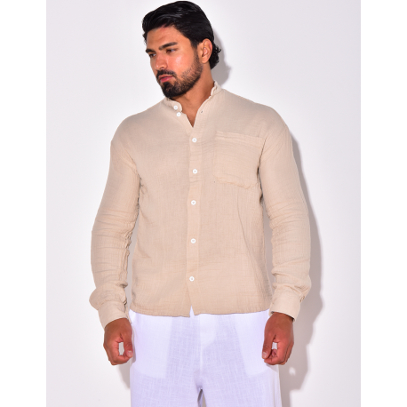 Chemise lin uni à poches Chemise lin uni à poches
