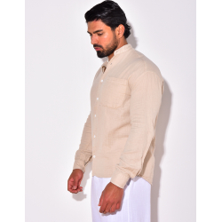 Chemise lin uni à poches Chemise lin uni à poches