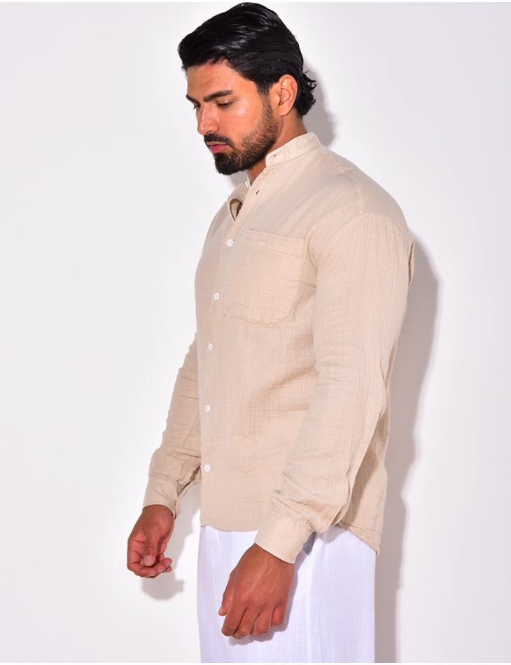 Chemise lin uni à poches Chemise lin uni à poches