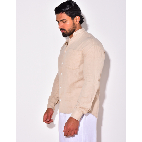 Chemise lin uni à poches Chemise lin uni à poches
