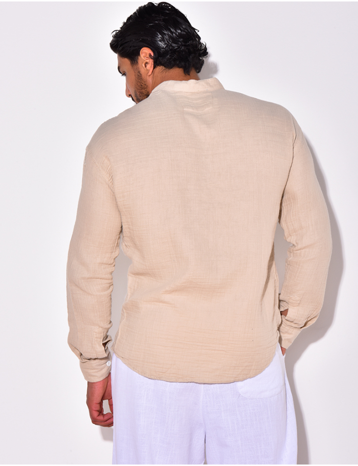 Chemise lin uni à poches Chemise lin uni à poches