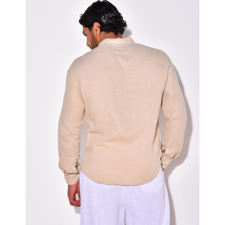 Chemise lin uni à poches Chemise lin uni à poches