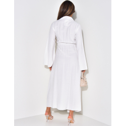 Robe longue effet lin cache-coeur à nouer