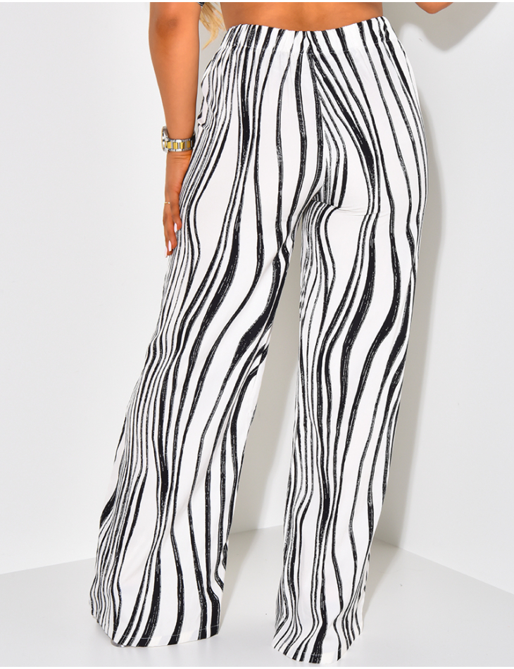 Pantalon coupe droite à motif rayé Pantalon coupe droite à motif rayé
