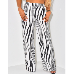 Pantalon coupe droite à motif rayé Pantalon coupe droite à motif rayé