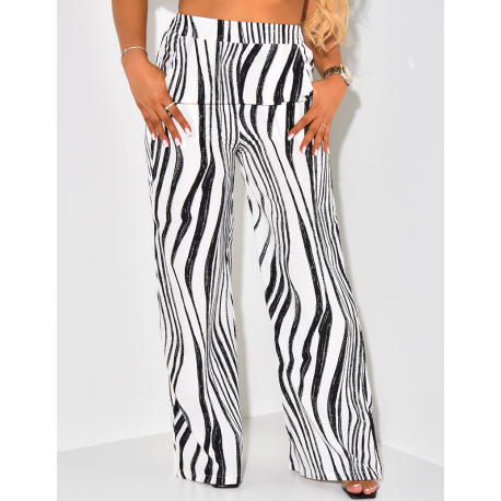 Pantalon coupe droite à motif rayé Pantalon coupe droite à motif rayé