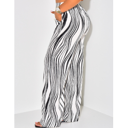 Pantalon coupe droite à motif rayé Pantalon coupe droite à motif rayé