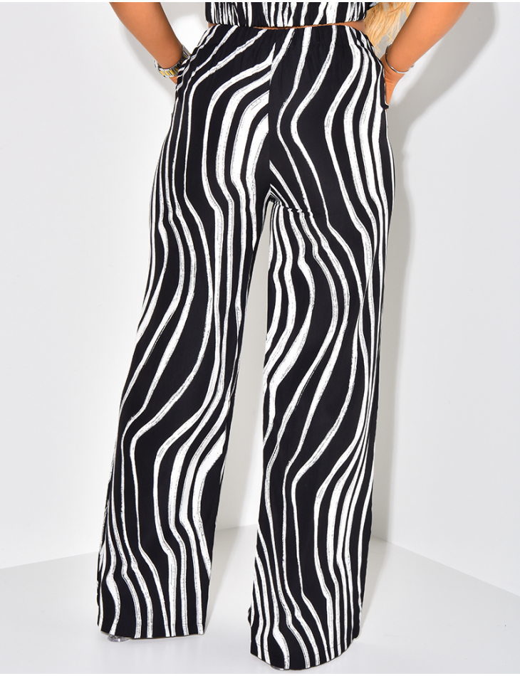 Pantalon coupe droite à motif Pantalon coupe droite à motif