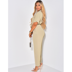 Combi pantalon à poches et ceinture à la taille Combi pantalon à poches et ceinture à la taille