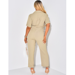 Combi pantalon à poches et ceinture à la taille Combi pantalon à poches et ceinture à la taille