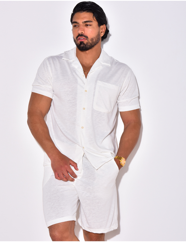 Ensemble chemise et short chiné Ensemble chemise et short chiné