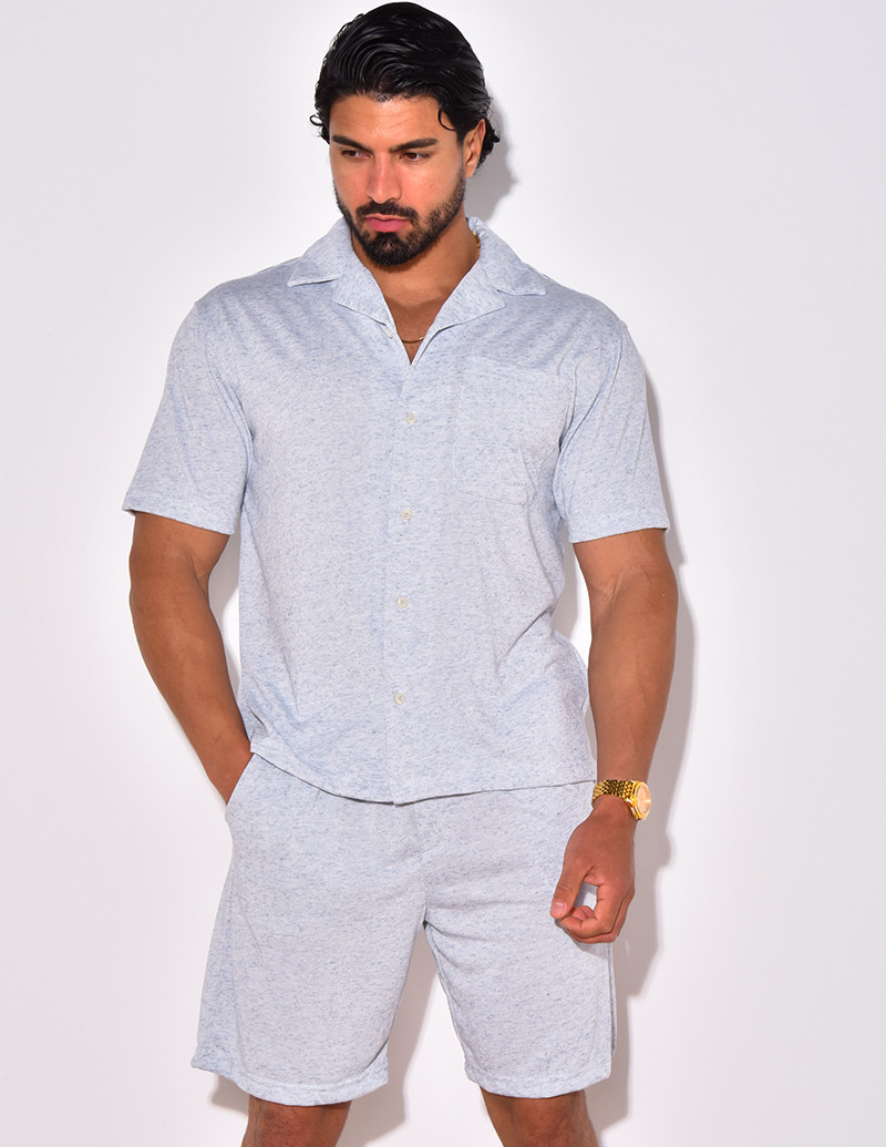 Ensemble chemise et short chiné