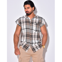 Chemise à rayure avec manches effillochées